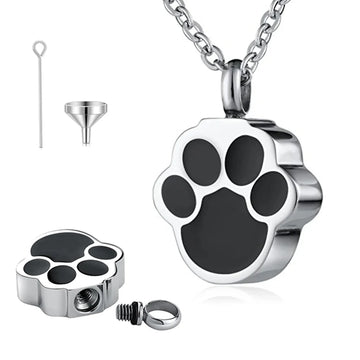 Dog Paw Print Cremation Jewelry for Ashes - Keepsake Memorial Pendant