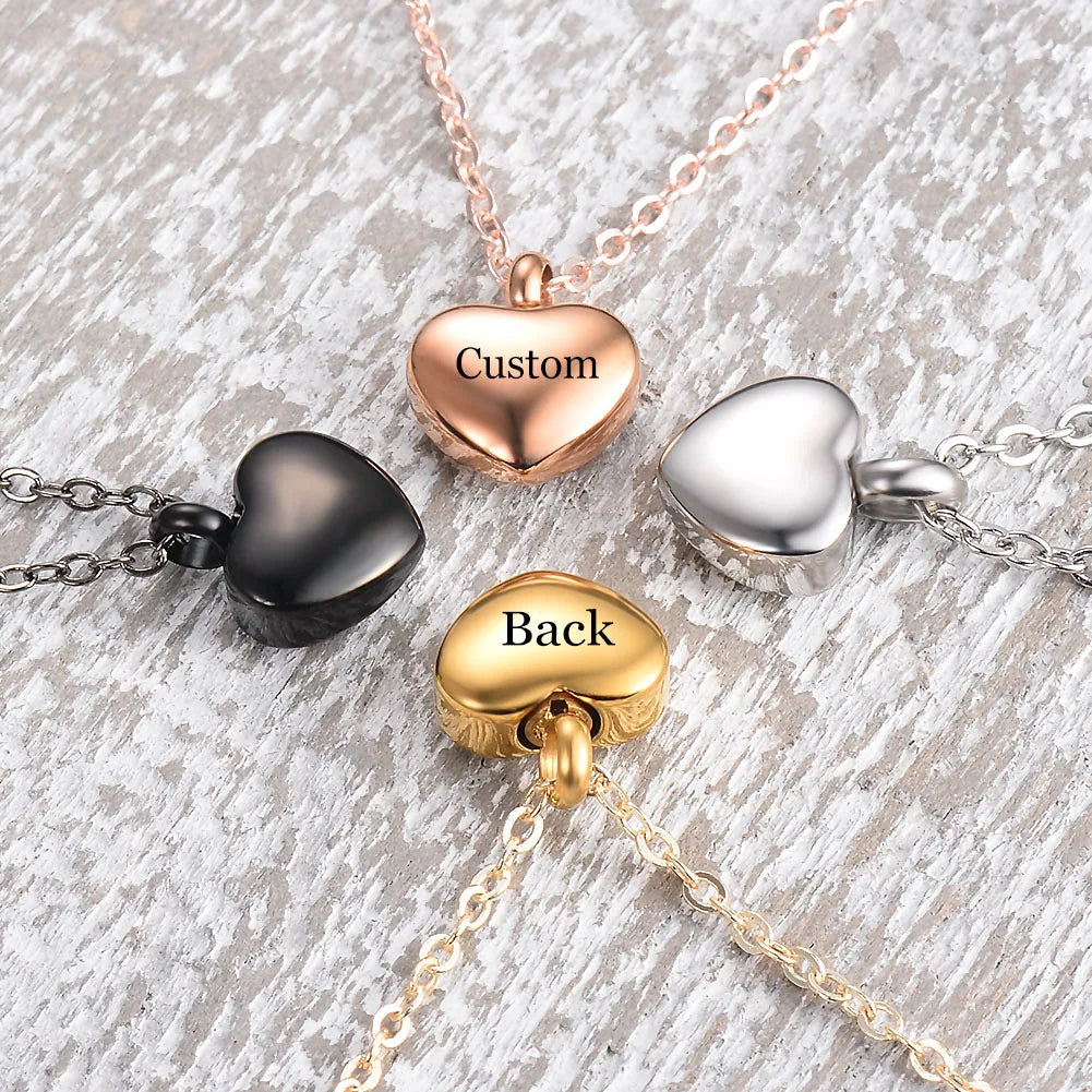 Engraved Heart Dog Paw Urn Necklace - Bracelet Heart Charms Memorial Ashes Urn Necklace