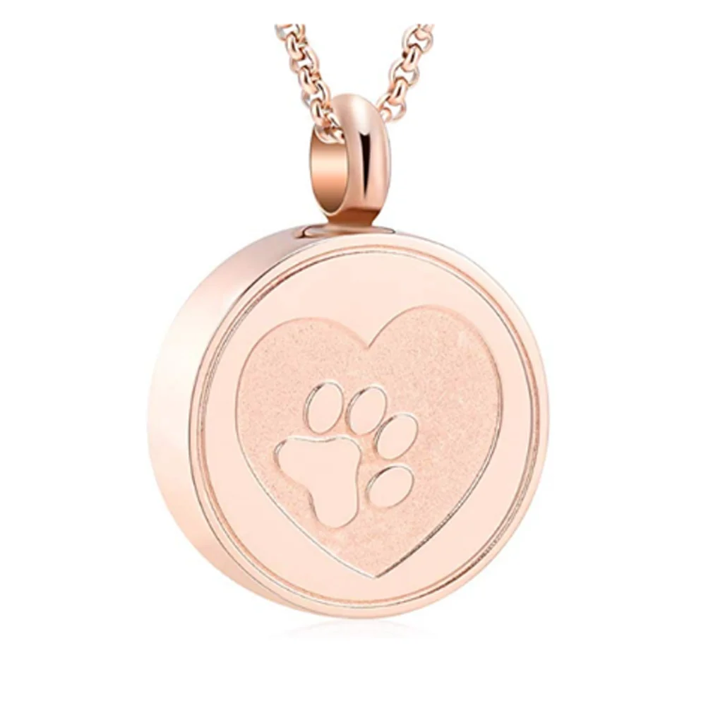 Dog Paw Print Heart Cremation Urn - Locket Necklace Hold Dog Ashes