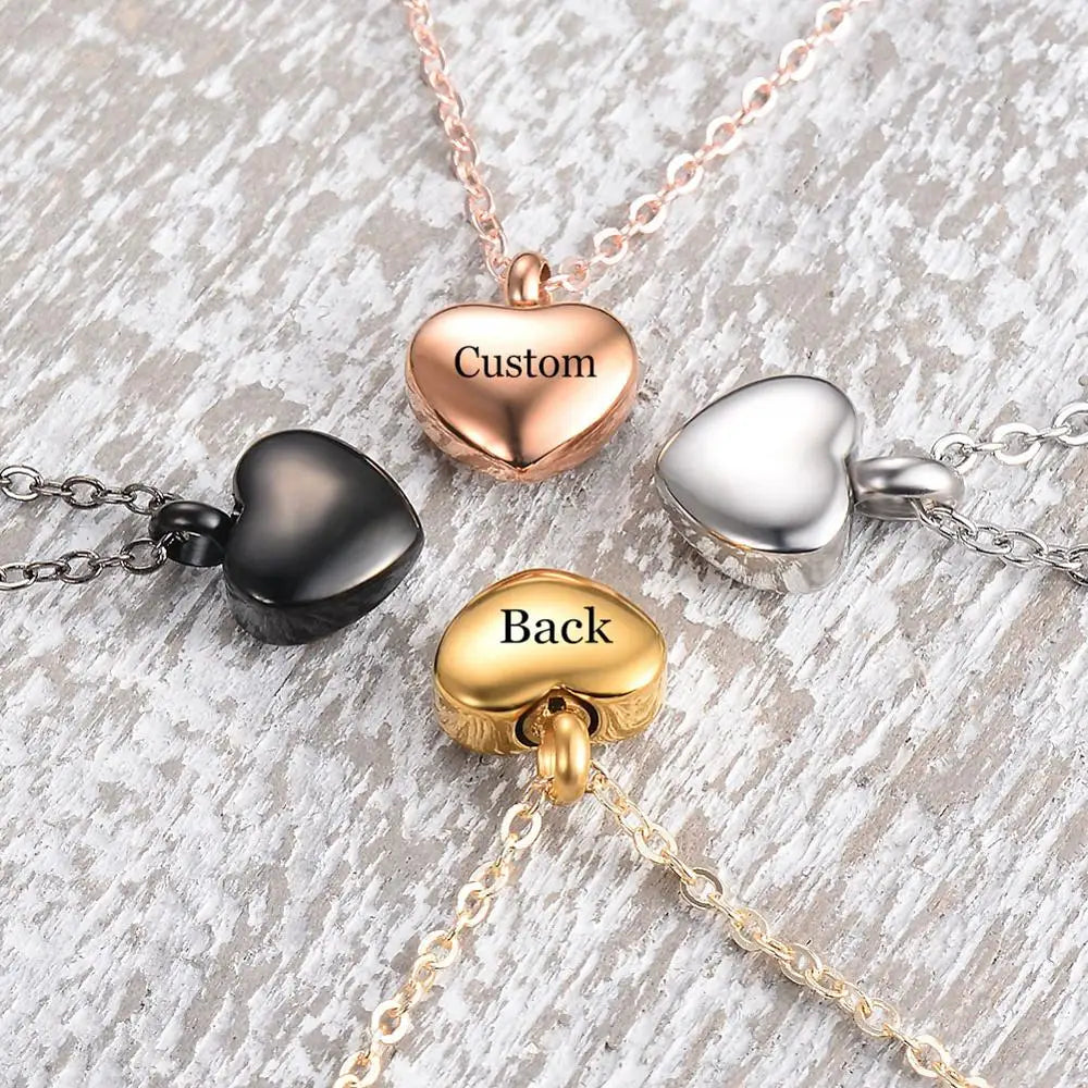 Engraved Heart Dog Paw Urn Necklace - Bracelet Heart Charms Memorial Ashes Urn Necklace