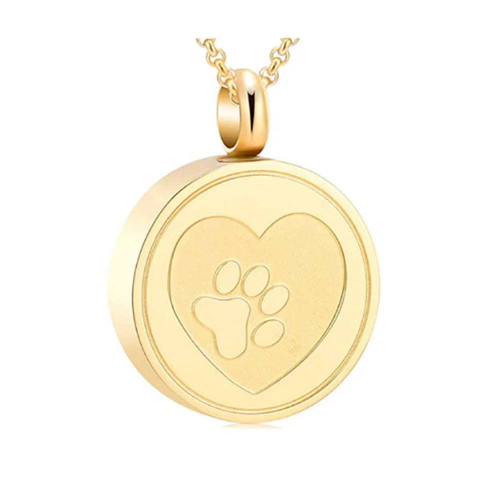 Dog Paw Print Heart Cremation Urn - Locket Necklace Hold Dog Ashes