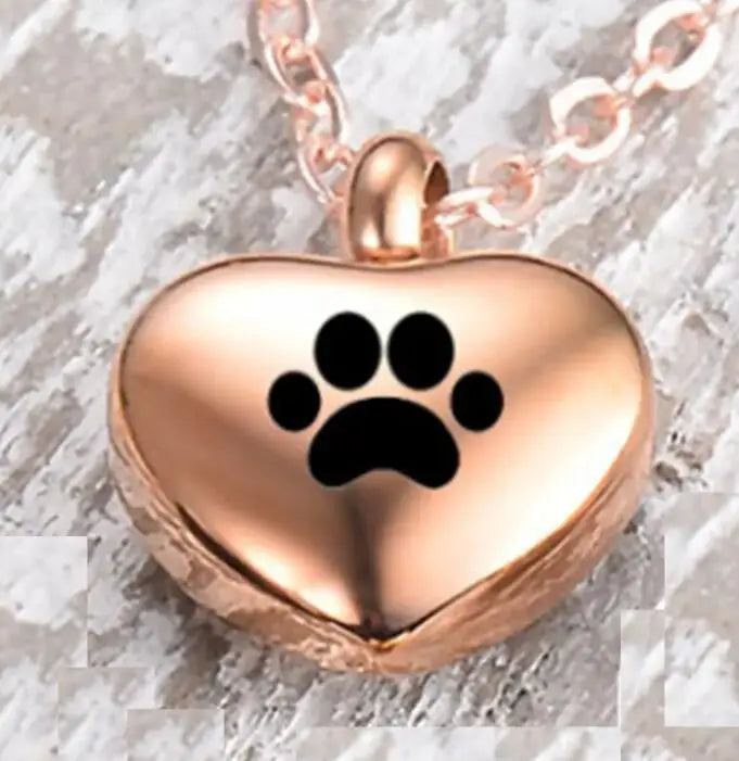 Engraved Heart Dog Paw Urn Necklace - Bracelet Heart Charms Memorial Ashes Urn Necklace