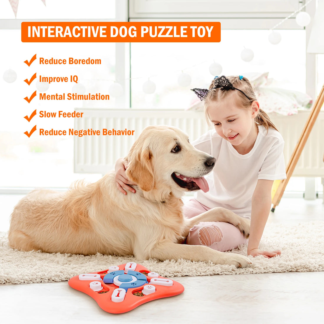 Interactive Dog Puzzle Toy IQ Training & Treat Dispenser for All Dog Sizes