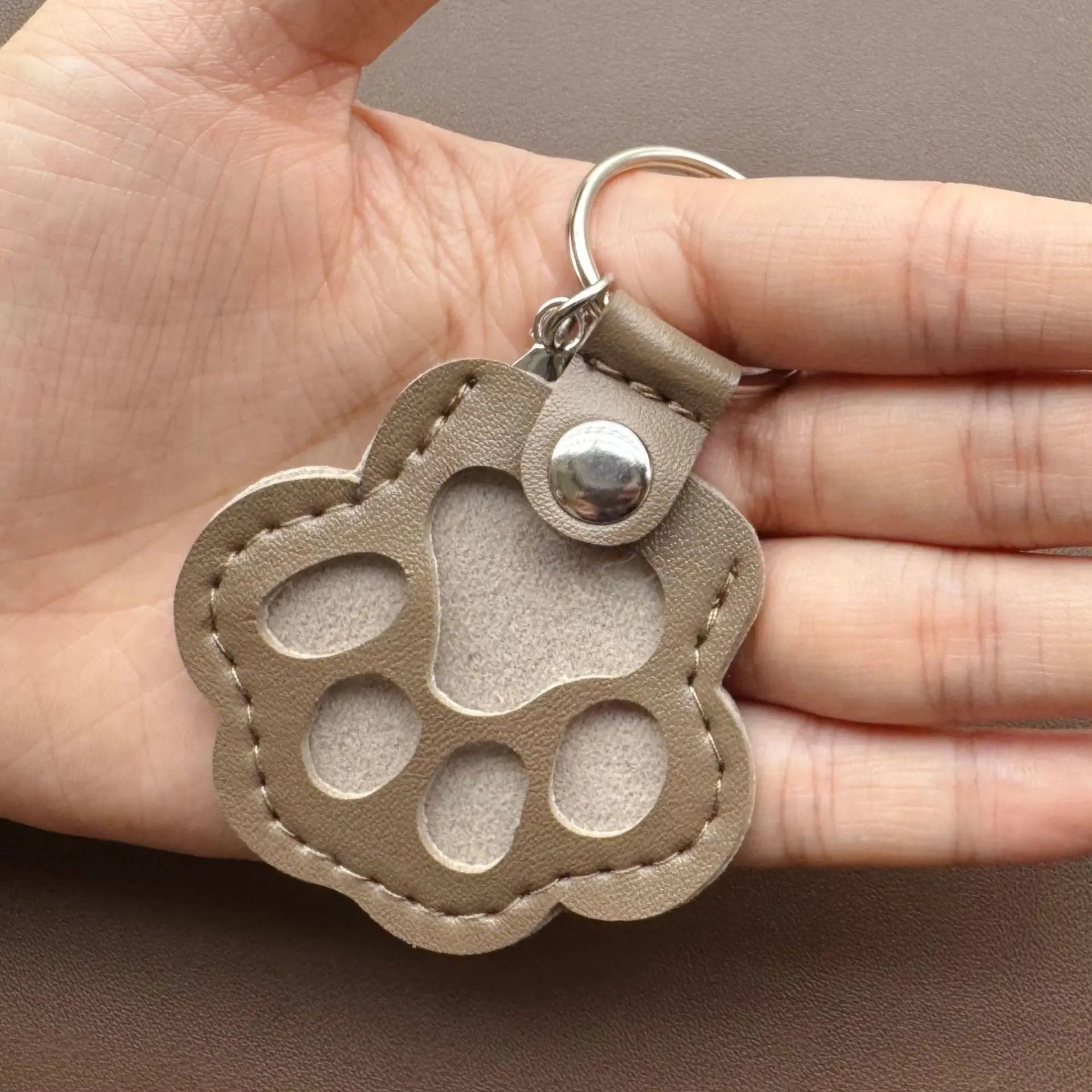Memorial Leather Dog Hair Storage Bag - Dog Paw Keychain