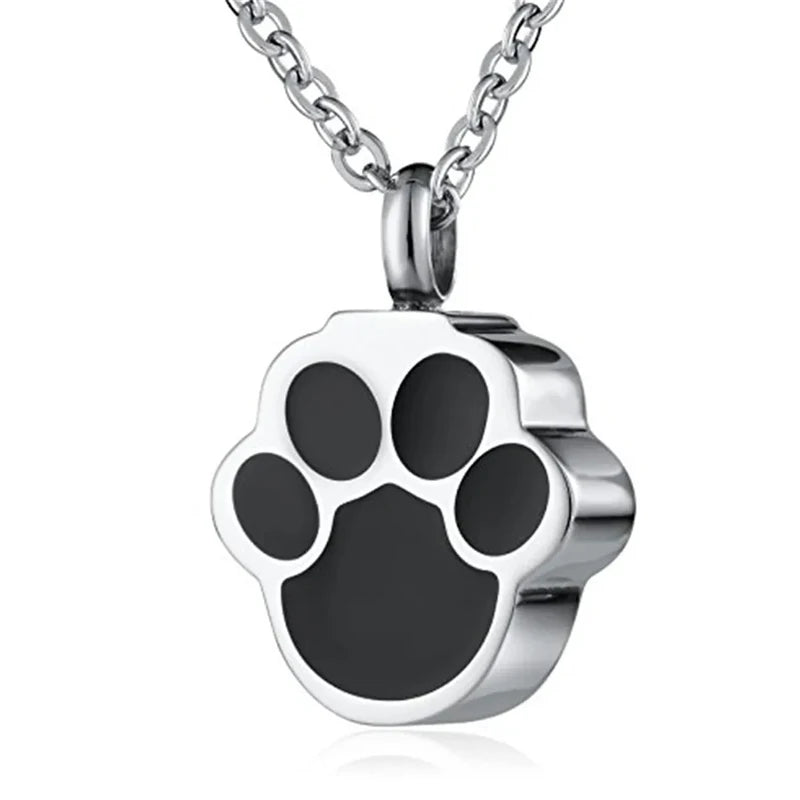 Dog Paw Print Cremation Jewelry for Ashes - Keepsake Memorial Pendant