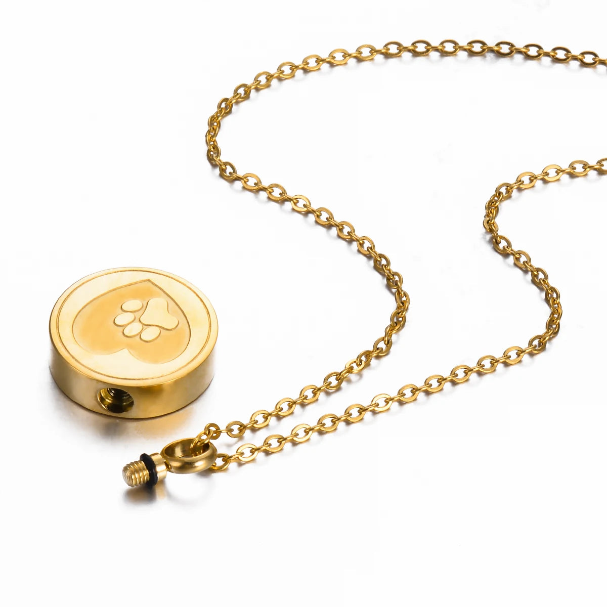 Dog Paw Print Heart Cremation Urn - Locket Necklace Hold Dog Ashes