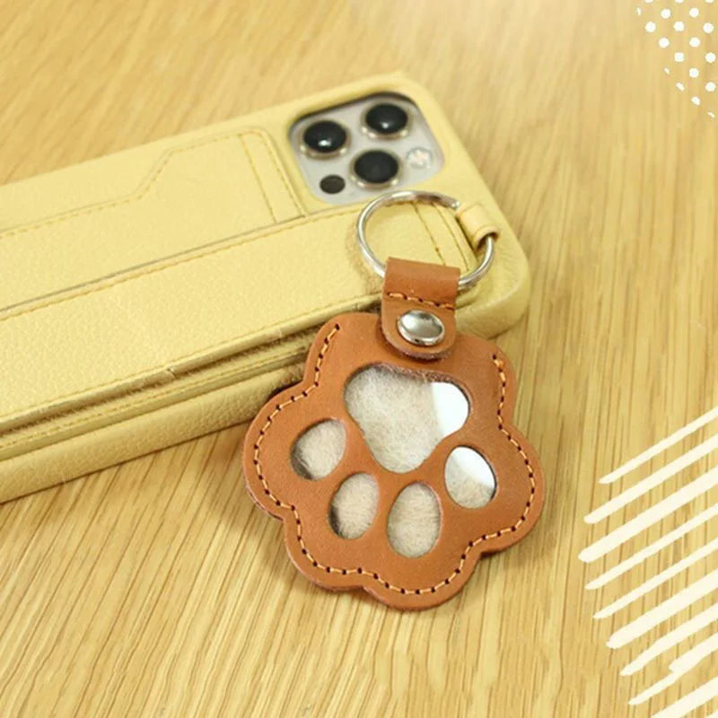 Memorial Leather Dog Hair Storage Bag - Dog Paw Keychain