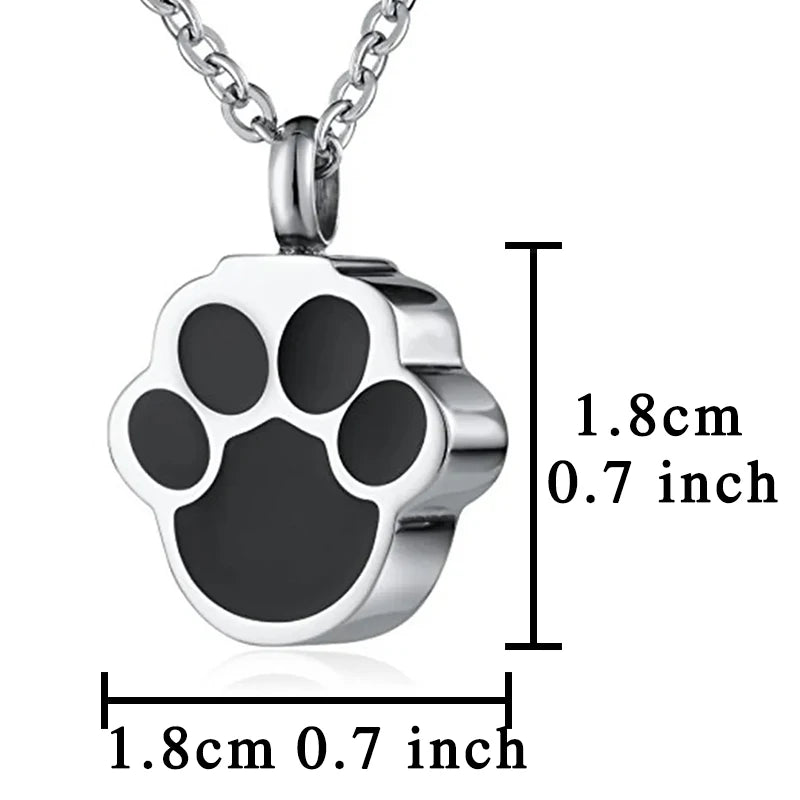 Dog Paw Print Cremation Jewelry for Ashes - Keepsake Memorial Pendant