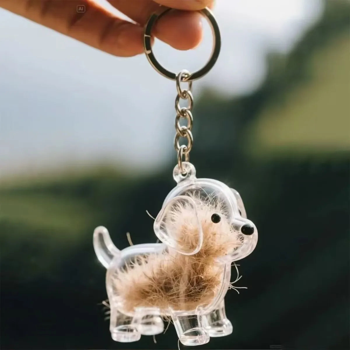 Dog Fur Keepsake Pendant for Keychain -  Puppy Hair Storage Container for Pet Lovers