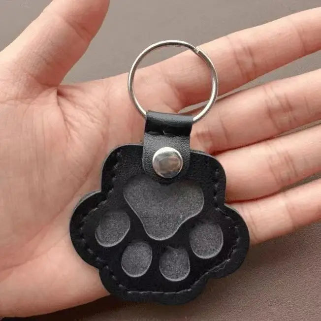 Memorial Leather Dog Hair Storage Bag - Dog Paw Keychain