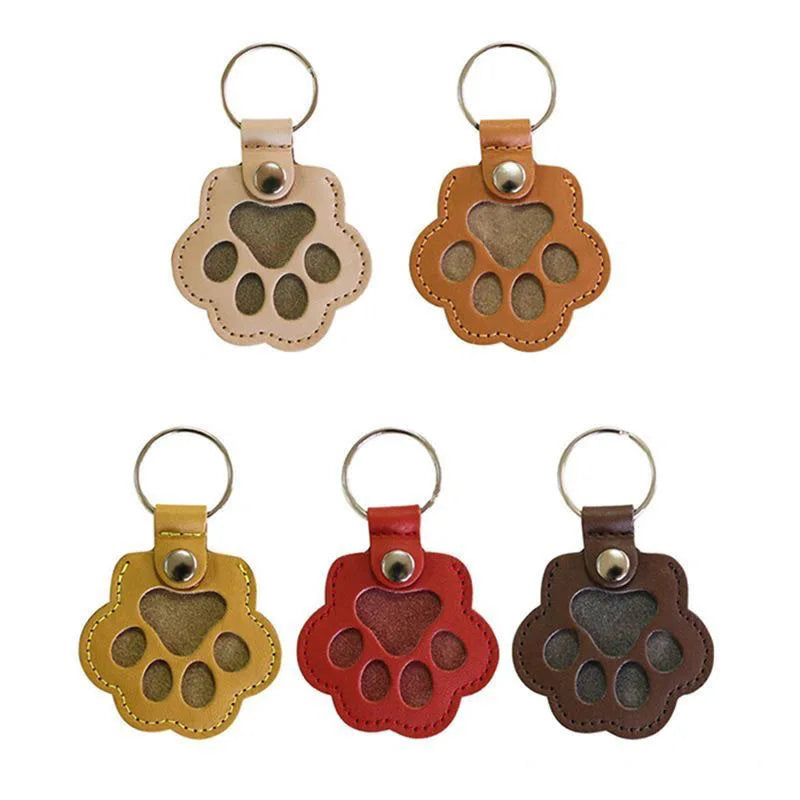 Memorial Leather Dog Hair Storage Bag - Dog Paw Keychain