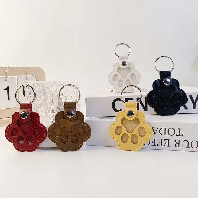 Memorial Leather Dog Hair Storage Bag - Dog Paw Keychain