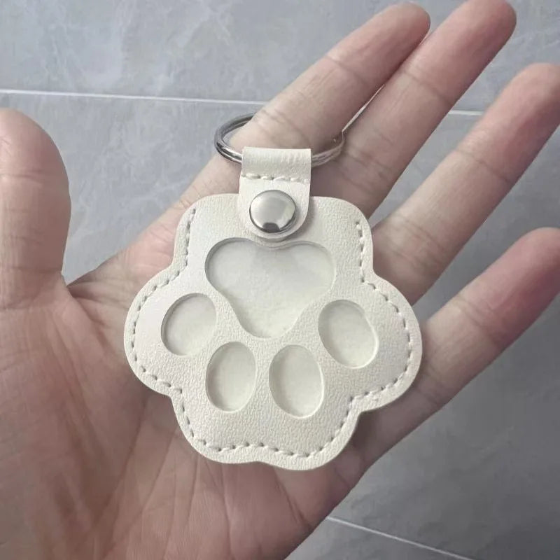 Memorial Leather Dog Hair Storage Bag - Dog Paw Keychain