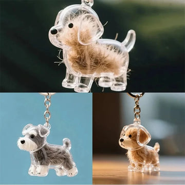 Dog Fur Keepsake Pendant for Keychain -  Puppy Hair Storage Container for Pet Lovers