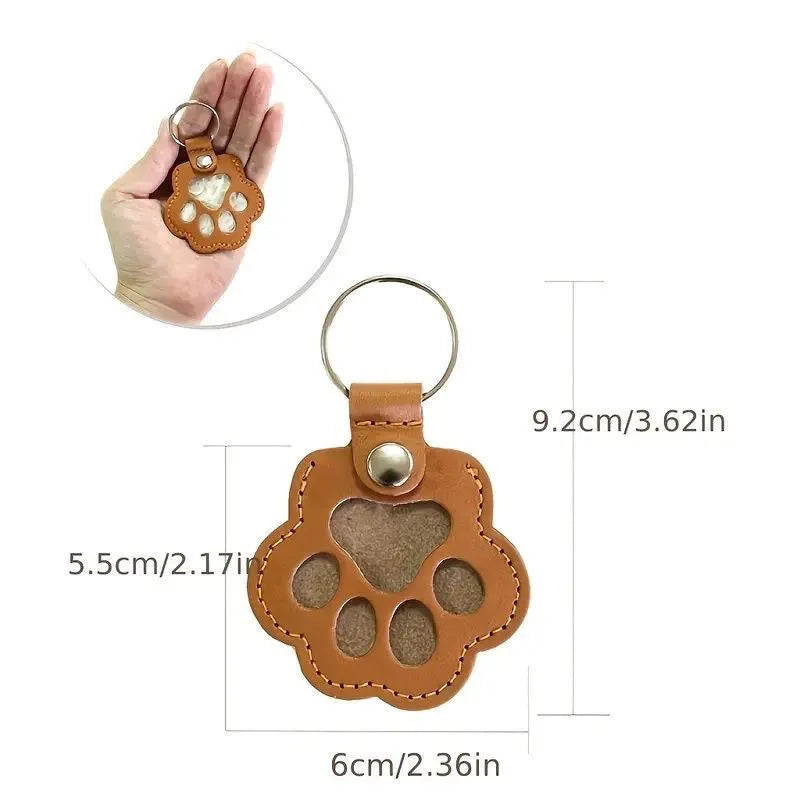 Memorial Leather Dog Hair Storage Bag - Dog Paw Keychain