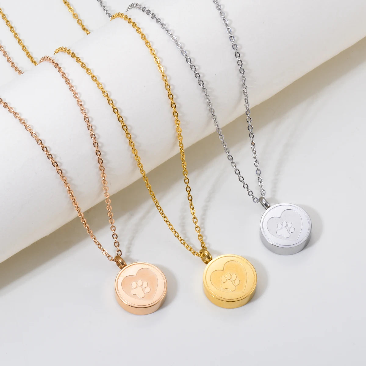Dog Paw Print Heart Cremation Urn - Locket Necklace Hold Dog Ashes