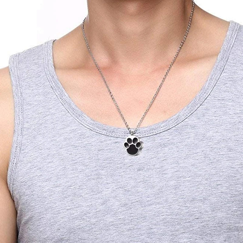 Dog Paw Print Cremation Jewelry for Ashes - Keepsake Memorial Pendant